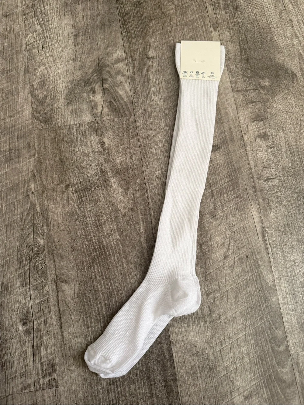 Maria La Rosa White Ribbed Metallic/Sparkle Knee-High Socks